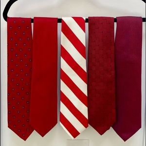 Set of 5 Silk Neck Ties-Red